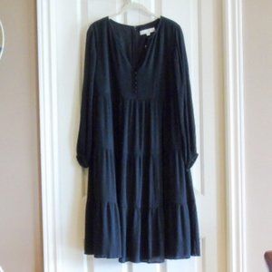 LOFT Dress Black Tiered Small Petite